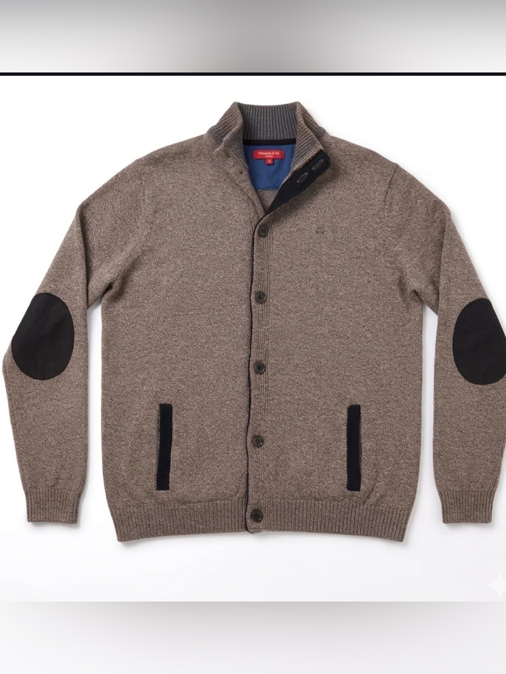Vintage Christian Lacroix Men's Knit Cardigan Sweater Size L Taupe 100% Cotton